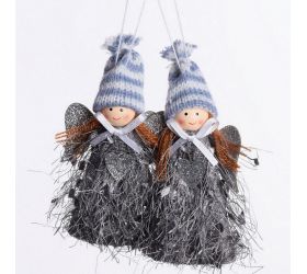 Záves anjel s/2 12cm sivý