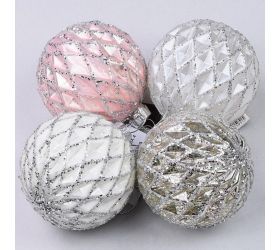 Guľa sklo mix 4 druhy 8cm bal:4ks