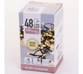 LED svet/48 teplá biela, interiér/exteriér, timer, bat, funk 8