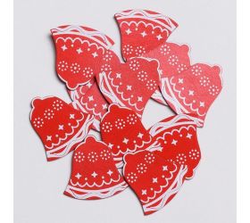 Zvonček drevo lepiaci červený s/12 4x4 cm