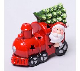 Vláčik santa led keram 14,3x8x11,2cm červ.