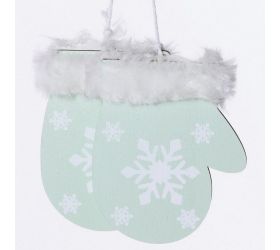 Drevené rukavice záves zelené 11x7cm