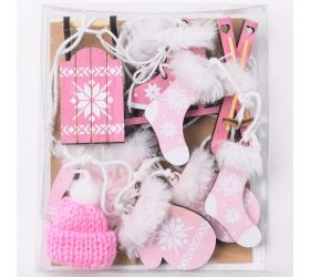 Drevený záves mix ružová s/6 13x11x2cm