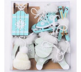 Drevený záves mix zelená s/6 13x11x2cm