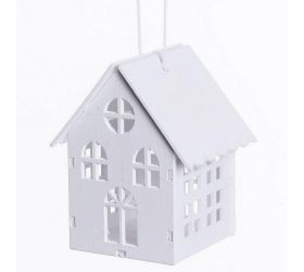 Drevený domček biely 6,5x5,5x8cm