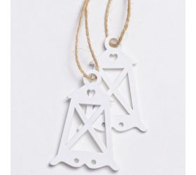 Drevený lampáš biely s/2 5,5x8,2cm