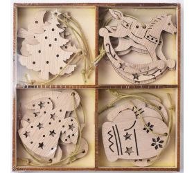 Záves drevený mix natural s/12 4,5x5,5cm/pcs