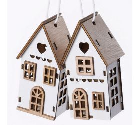 Drevené domčeky biele s/2 4x3x7,5cm