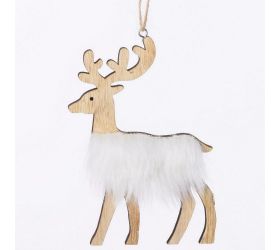 Drevený jeleň biely 10,3x14,8x0,5cm