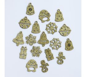 Drevené ozdoby s/18 záves zlaté 3cm