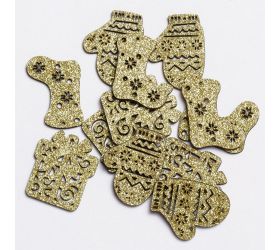 Drevené ozdoby s/12 zlaté 4,2cm