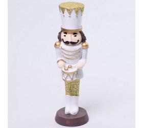 Vojak+bubon biely polyres 5x5x17,5cm