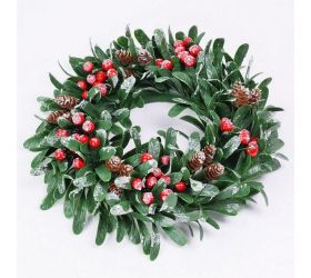 Veniec imelo bobule+šišky glit.30cm