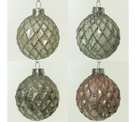 Guľa sklo mix 4 druhy 6cm bal:4ks