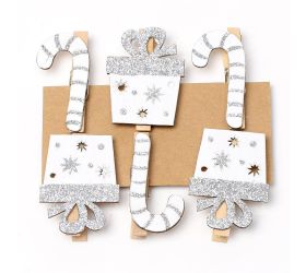 Darčeky lízatka na štipci s/6 drevo biele 3,5x5cm