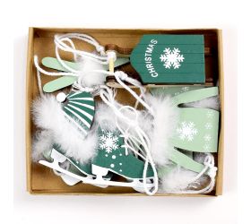 Záves vianočný mix drevo zelený 13x2x11cm