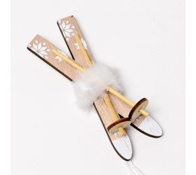 Záves lyže drevo natur 17x3,5x2cm