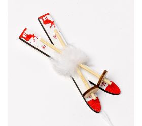 Záves lyže drevo biele 17x3,5x2cm