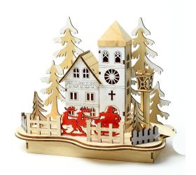 Dom led drevo natur 21x11x17,5cm