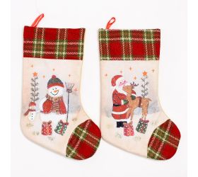 Záves ponožka santa s jeleňom  mix 2 15*32cm