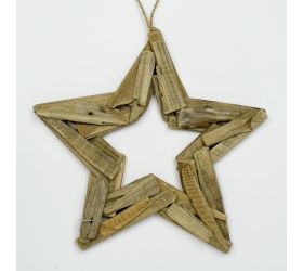 Záves hviezda drevo natur 30x30x4cm