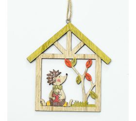 Záves dom ježko drevo 10,8x11,3x0,7cm