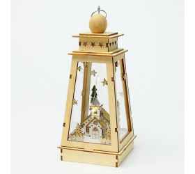 Lampáš led drevo natur 10x10x23cm