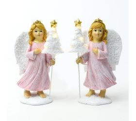 Anjel ružový led strom 9x6x17cm mix 2