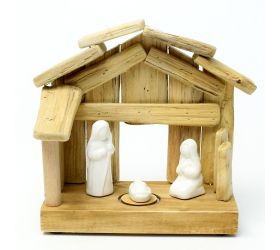 Jasle dom led drevo natur 20,5x9x18cm