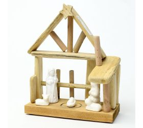 Jasle dom led drevo natur 25x10,5x28cm