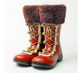 Čižmy červené polyres l 22x25x29cm