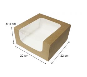 Krabička na zákusky s okienkom 22 x 22 x 11 cm   - Krabičky na výslužky