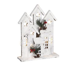 Domček biely 10 led na batérie - d23xš7xv30cm