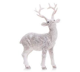 Jeleň stojaci biely gliter 8.8x5.8x12.8cm