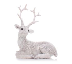 Jeleň ležiacibiely gliter 10x5.x10.5cm