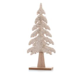 Strom drevený/textil hne/nat 13*5*31cm
