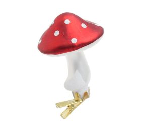 Vian. gulka muchotrávka na štipci bie/čer sklo s/3 5,9*5,4*9,4cm