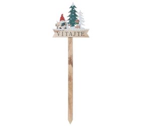 Zápich vítejte santa stromčeky drevo zel/nat/čer 22.5*1*75cm