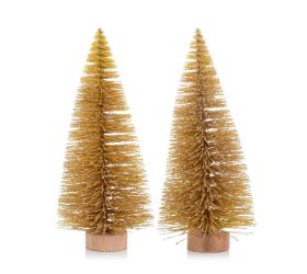 Vian. stromček zlatý glit. na pni 20cm s/2
