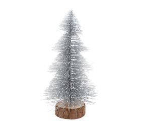 Vian. stromček na pníku strieborný s/2 18cm