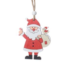 Záves drevo santa čer/bie 6.5*0.5*8cm