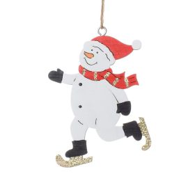 Záves drevo snehuliak čer/bie 8.5*0.5*8cm