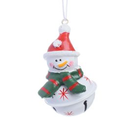 Záves železná rolnička snehuliak bie 4*4*7cm