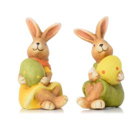 Zajac sediaci s kraslicou ker. mix2 8.5x8.5x14.5