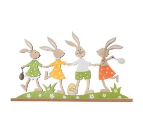 Zajačiky na trávičke nat/zel/or/bie/žl drevo 39*4,5*22,5cm