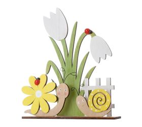 Prvosienka, slimáky bie/žl/nat/zel drevo 22,5*5*26,5cm