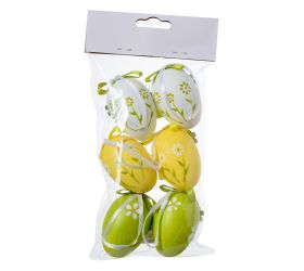 Vajíčka bie/žl/zel kvet. vzor plast s/6 4*4*6cm
