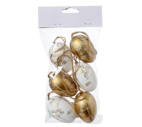 Vajíčka zla/bie kvet. vzor plast s/6 4*4*6cm