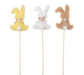 Zápich zajac mix/3f bie/žl/béž 30cm