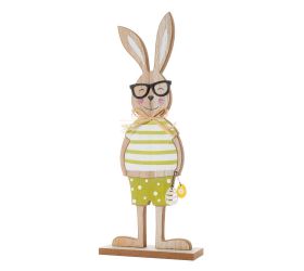 Zajac s okuliarmi nat/zel/bie drevo 13,5*5*34cm